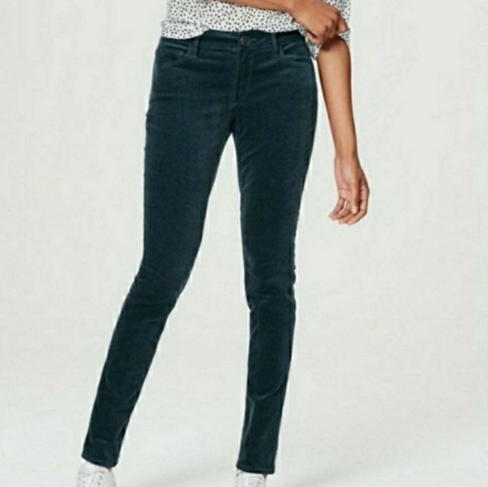 ANN TAYLOR DARK TEAL CORDUROY MODERN PANTS PETITE